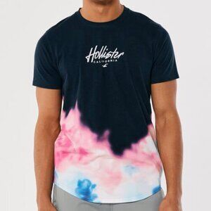 NWT Hollister Chest & Back Logo Acid Wash Ombre Tee XL